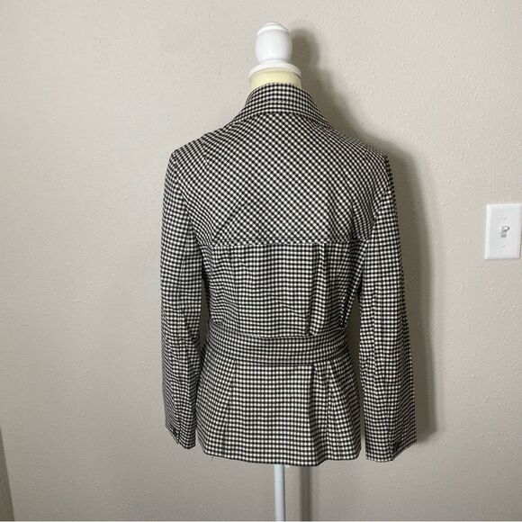 Carlisle Black & White Gingham Wool Blend Button Front Blazer/Coat Womens Size 8 - Picture 9 of 16
